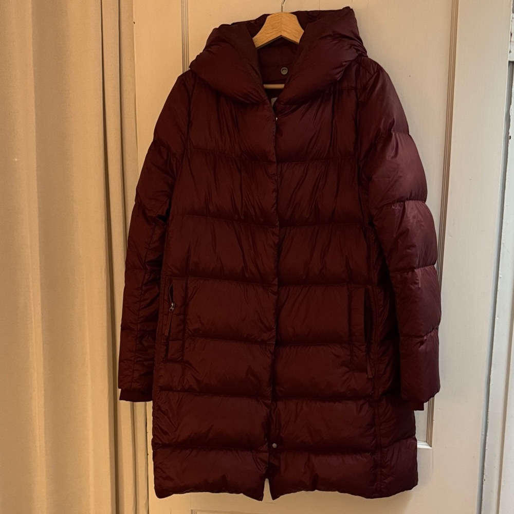 Athleta Maroon Goose Down Puffer Jacket